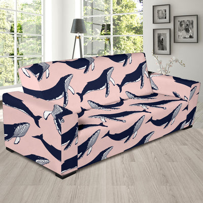 Humpback Whale Pattern Print Design 02 Sofa Slipcover