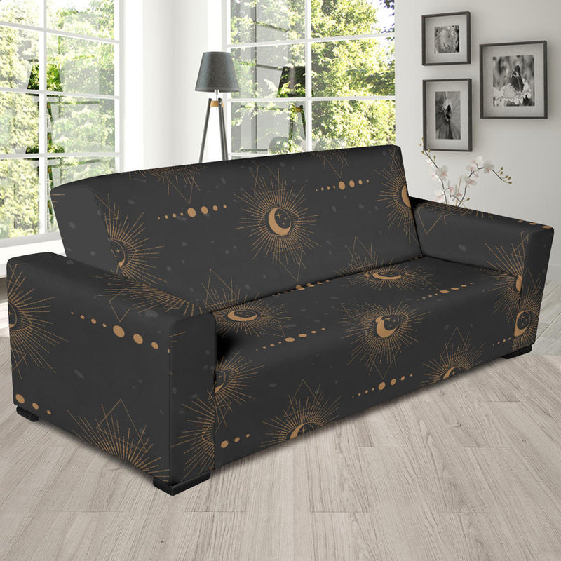 Moon Boho Pattern Print Design 02 Sofa Slipcover