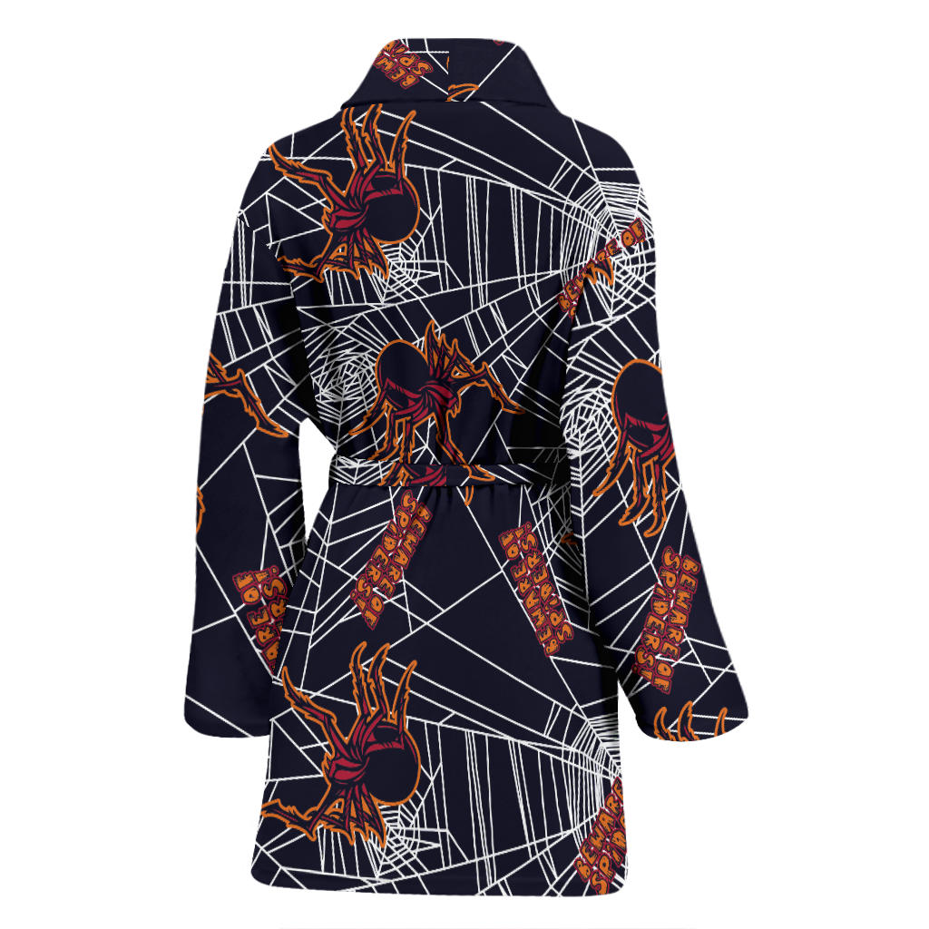 Tarantula Spiderwebs Pattern Print Design 01 Women Bathrobe