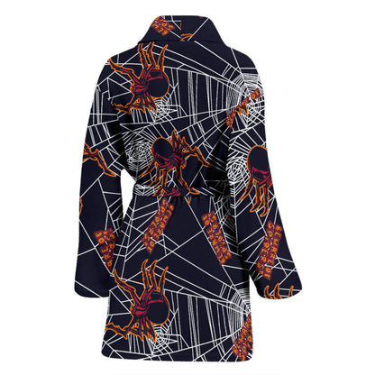 Tarantula Spiderwebs Pattern Print Design 01 Women Bathrobe