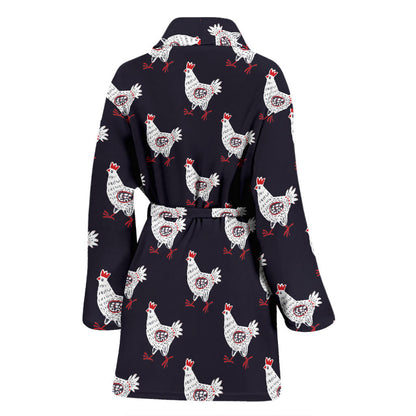 Chicken Pattern Print Design 03 Women Bathrobe
