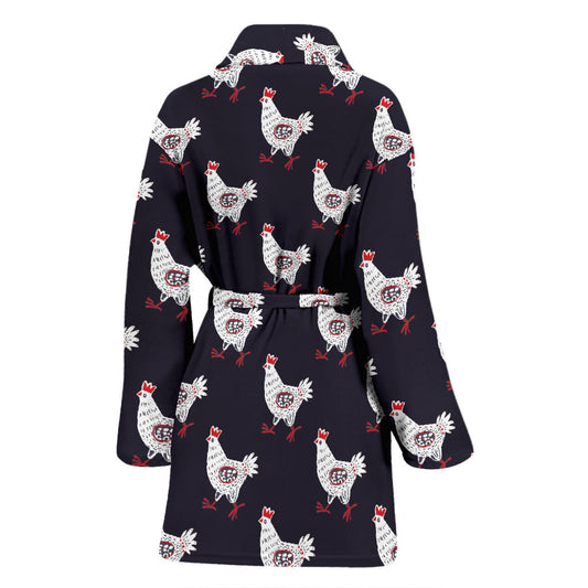 Chicken Pattern Print Design 03 Women Bathrobe