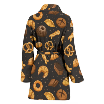 Bread Pattern Print Design 05 Women Bathrobe
