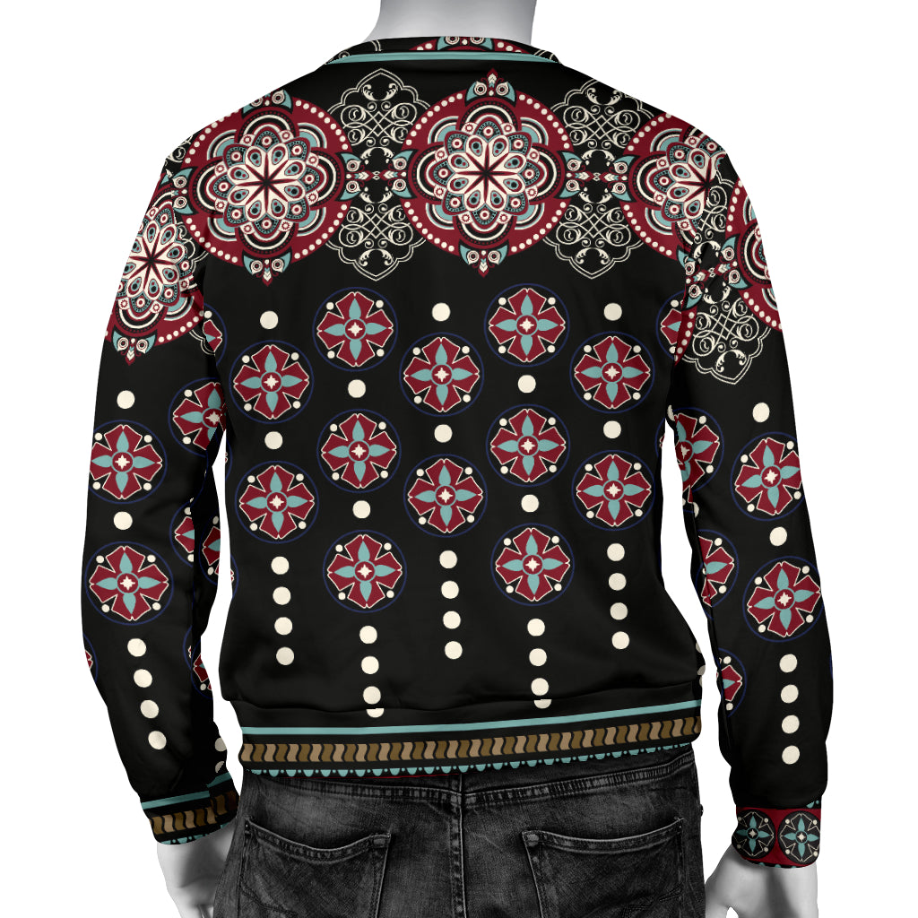 Ethnic Dot Style Print Pattern Men Long Sleeve Sweatshirt