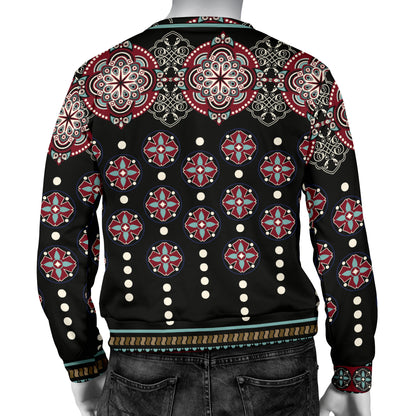 Ethnic Dot Style Print Pattern Men Long Sleeve Sweatshirt
