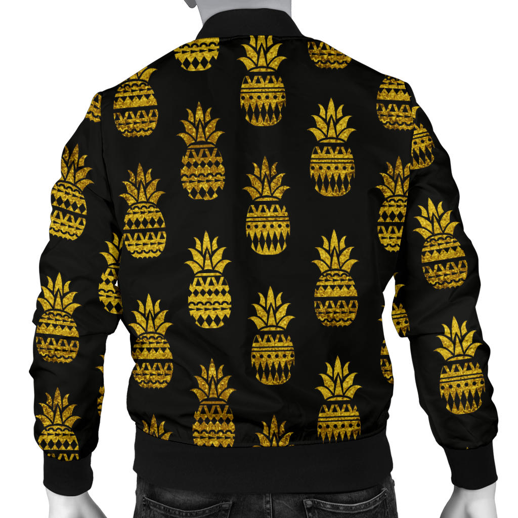 Pineapple Gold Tribal Style Print Men Bomber Jacket
