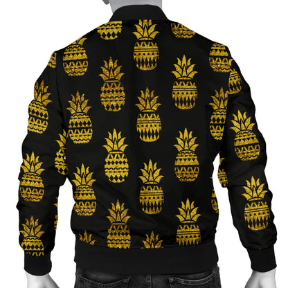 Pineapple Gold Tribal Style Print Men Bomber Jacket
