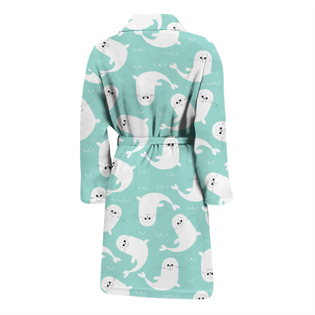 Sea Lion Print Design LKS401 Men Bathrobe