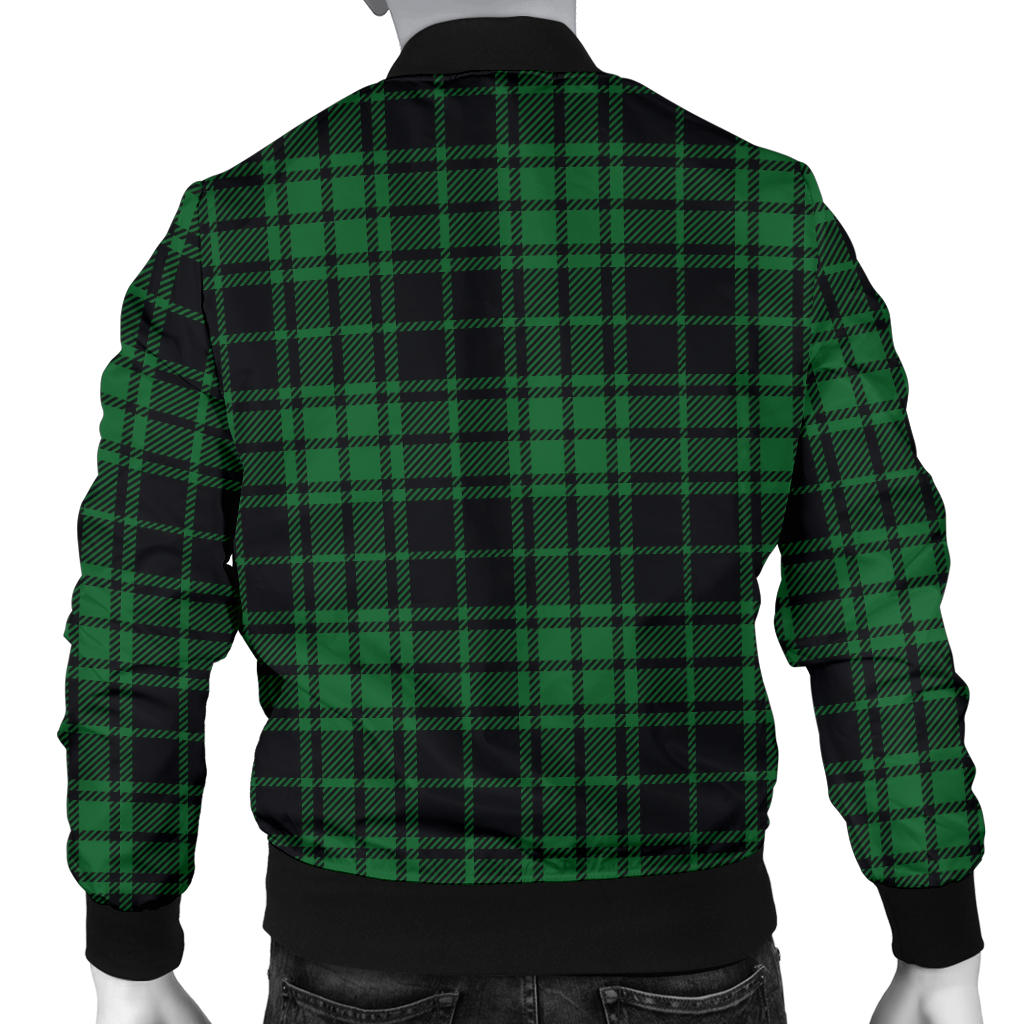 Green Tartan Plaid Pattern Men Bomber Jacket