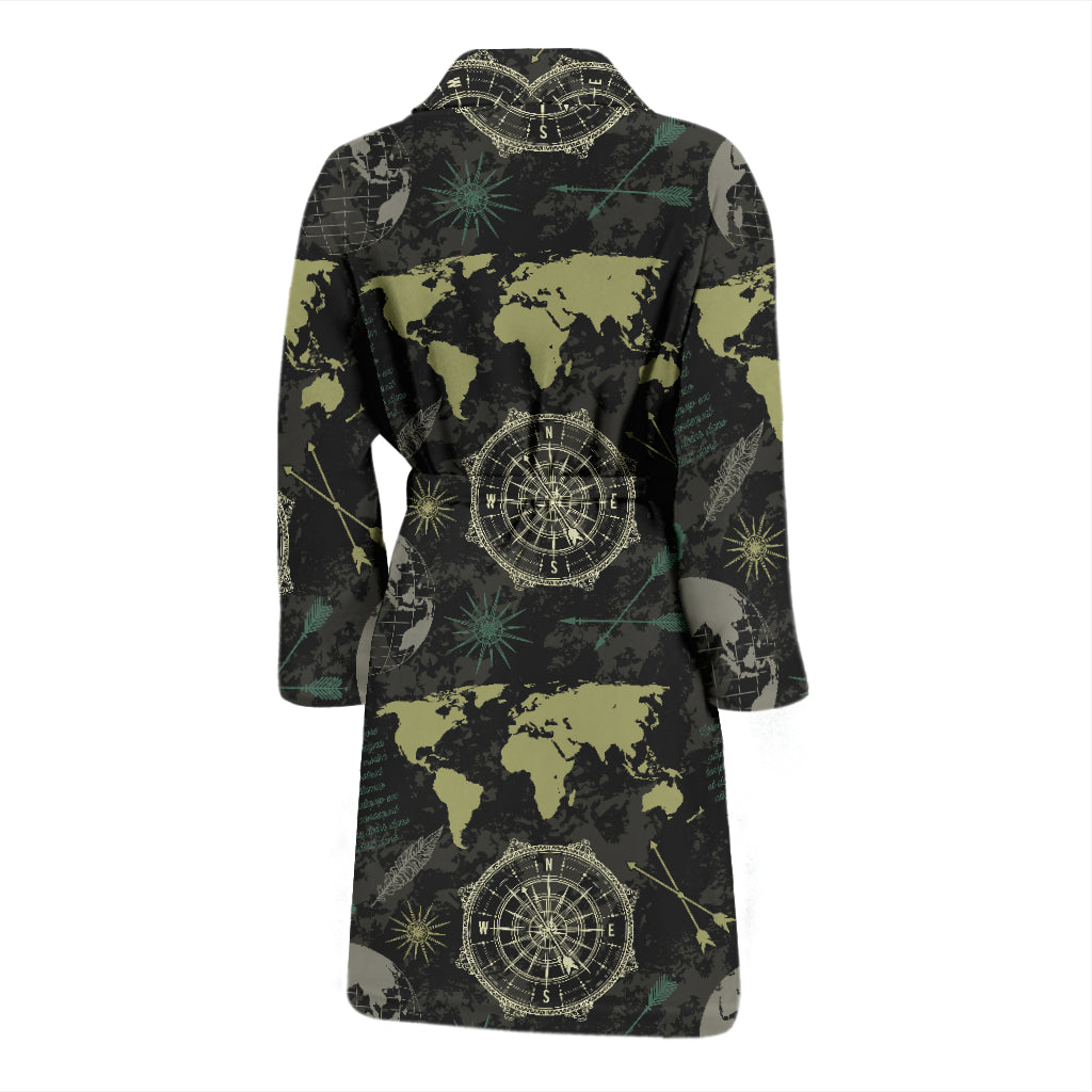 World Map Print Design LKS303 Men Bathrobe