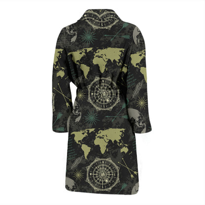 World Map Print Design LKS303 Men Bathrobe