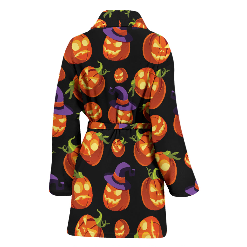 Witch Pumpkin Halloween Print LKS302 Women Bathrobe
