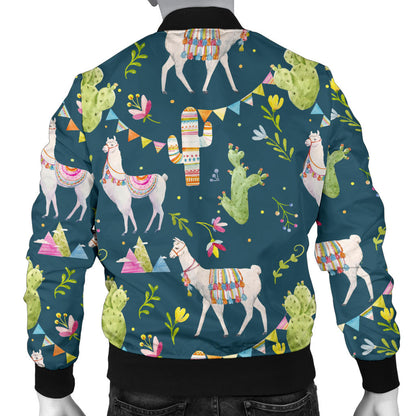 Llama with Cactus Design Print Men Bomber Jacket
