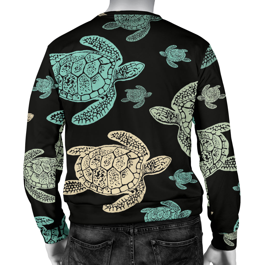 Sea Turtle Stamp Pattern Men Long Sleeve Sweatshirt