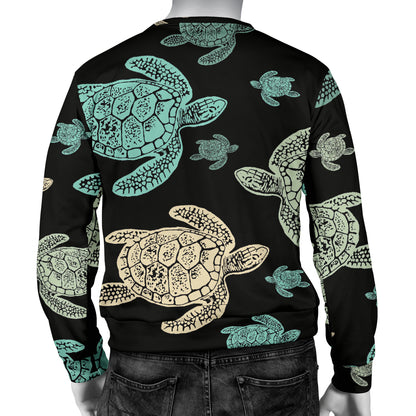 Sea Turtle Stamp Pattern Men Long Sleeve Sweatshirt