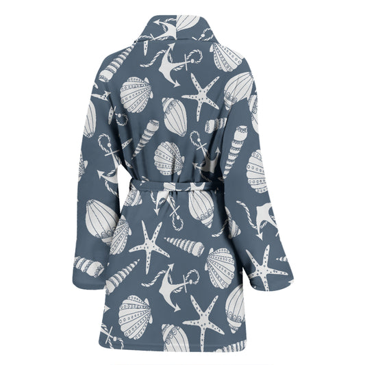 Seashell Print Design LKS306 Women Bathrobe