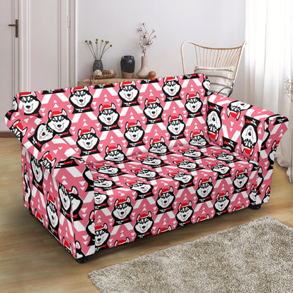 Siberian Huskies Christmas Themed Print Design LKS302 Loveseat Couch Slipcover