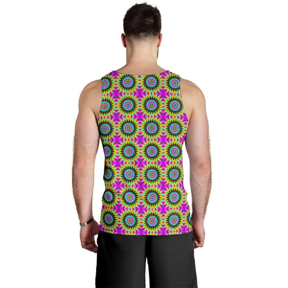 Optical illusion Flower Rainbow Style Men Tank Top