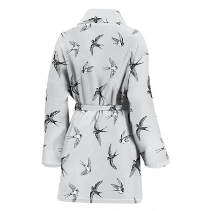 Swallow Bird Pattern Print Design 04 Women Bathrobe