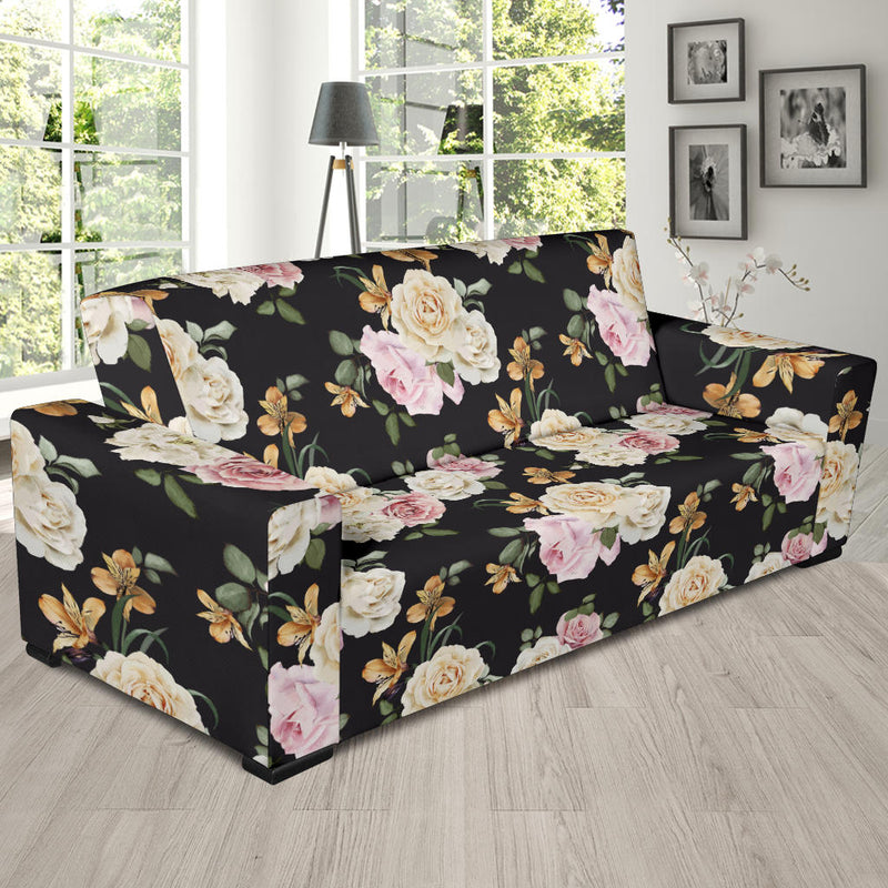 Rose Pattern Print Design A01 Sofa Slipcover