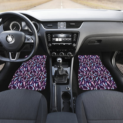 Peace Sign Feather Design Print Car Floor Mats Front Back