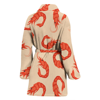 Prawn Pattern Print Design 02 Women Bathrobe