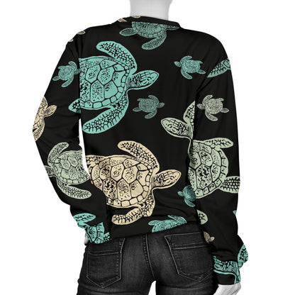 Sea Turtle Stamp Pattern Women Long Sleeve Sweatshirt