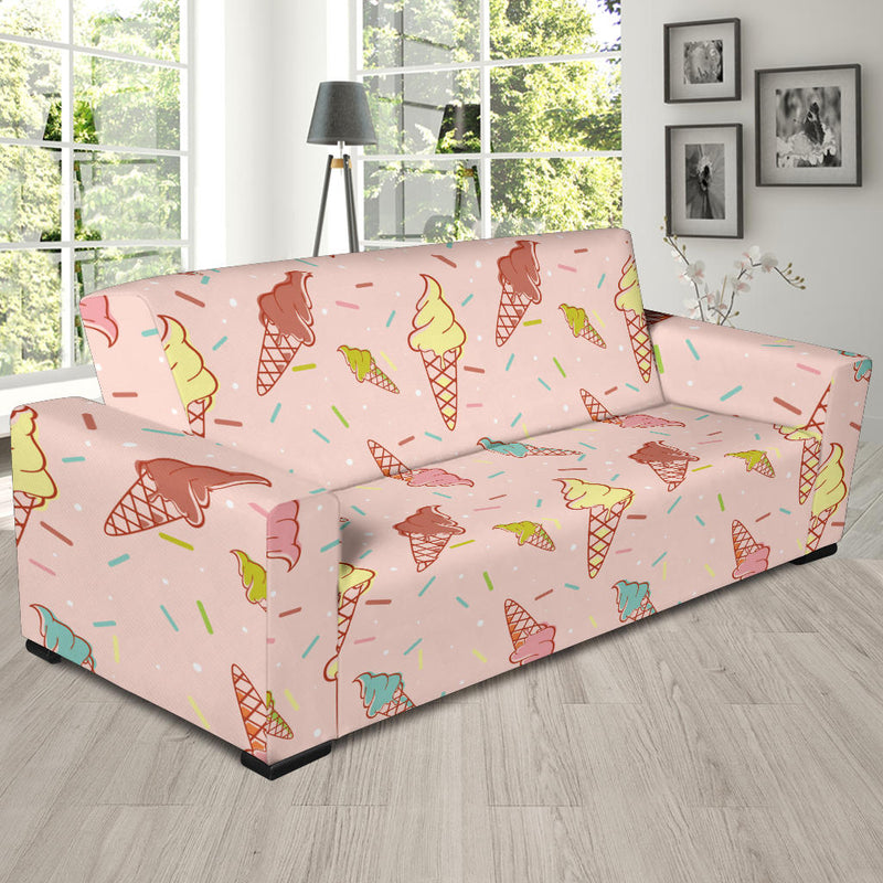 Ice Cream Pattern Print Design 02 Sofa Slipcover