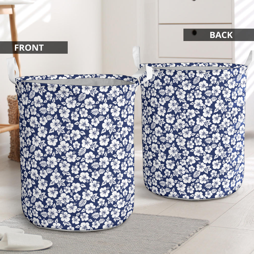 Hibiscus Blue Hawaiian Flower Style Laundry Basket