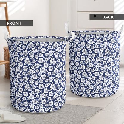 Hibiscus Blue Hawaiian Flower Style Laundry Basket