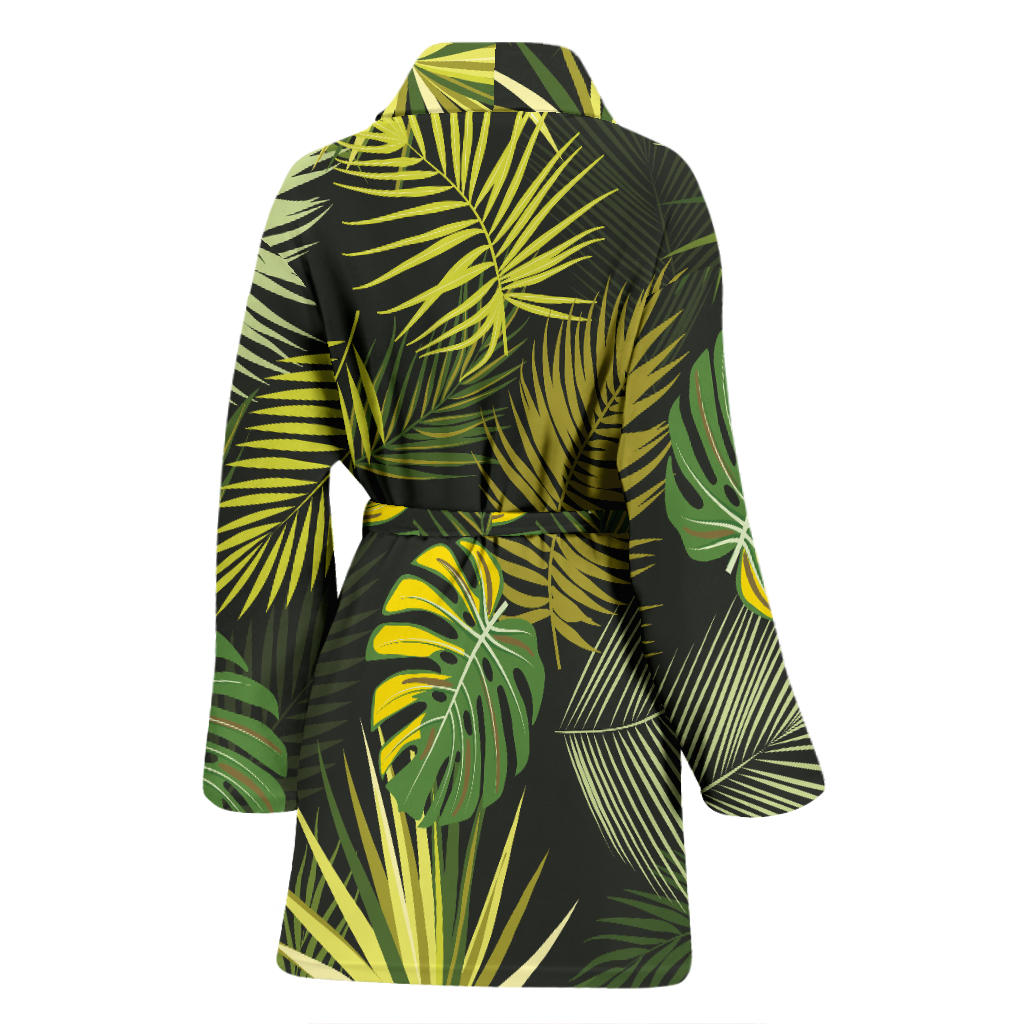Palm Leaf Pattern Print Design A05 Women Bathrobe