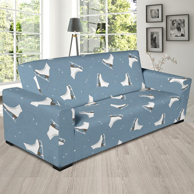 Ice Skate Pattern Print Design 02 Sofa Slipcover