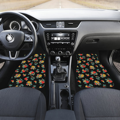 Hawaiian Flower Themed Print Car Floor Mats Front Back