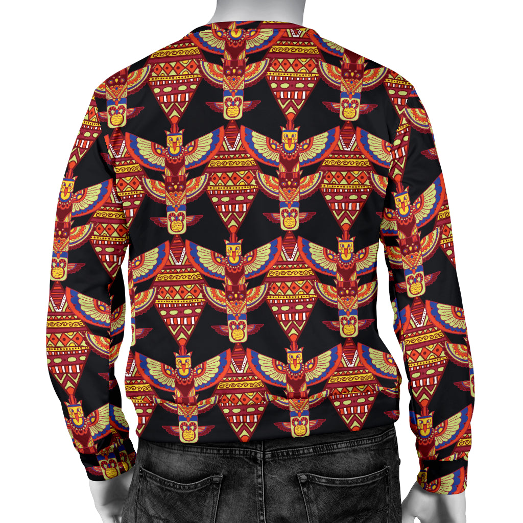 Totem Pole Print Men Long Sleeve Sweatshirt