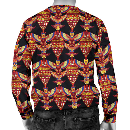 Totem Pole Print Men Long Sleeve Sweatshirt
