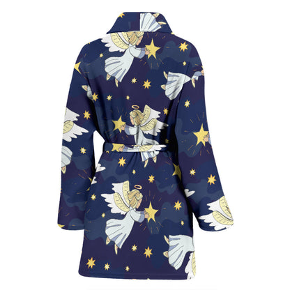 Angel Pattern Print Design 06 Women Bathrobe