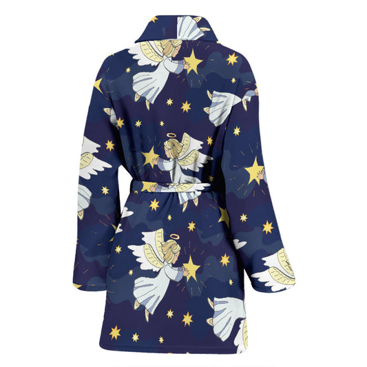 Angel Pattern Print Design 06 Women Bathrobe