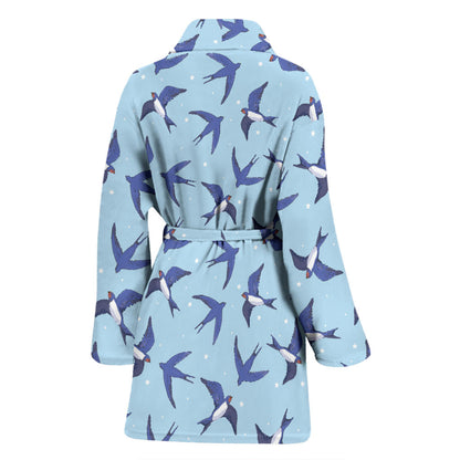 Swallow Bird Pattern Print Design 06 Women Bathrobe