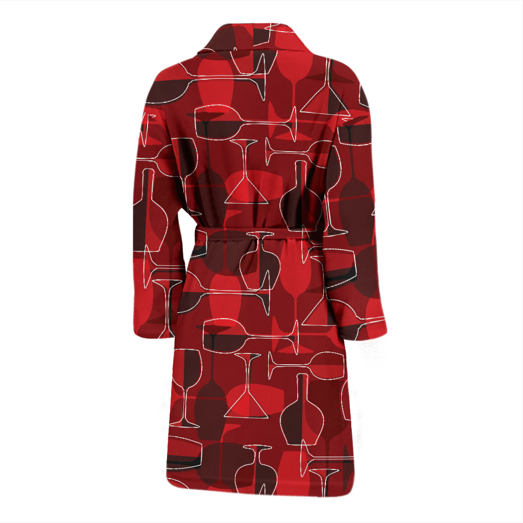 Wine Glass Print Design LKS301 Men Bathrobe