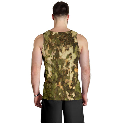 Camo Realistic Tree Texture Print Men Tank Top
