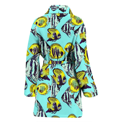 Angelfish Pattern Print Design 02 Women Bathrobe