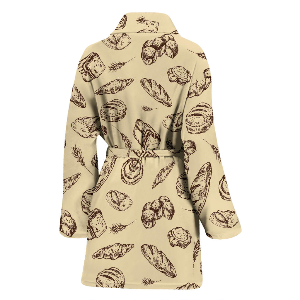 Bread Pattern Print Design 04 Women Bathrobe