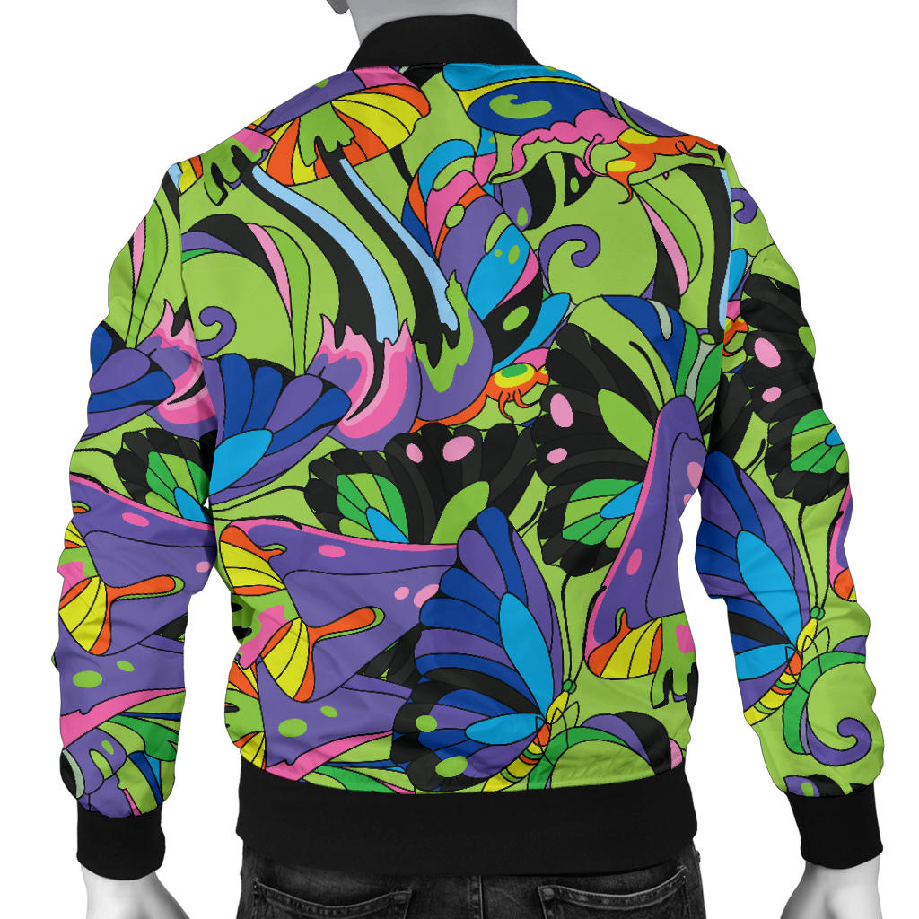 Psychedelic Trippy Mushroom Themed Men Bomber Jacket