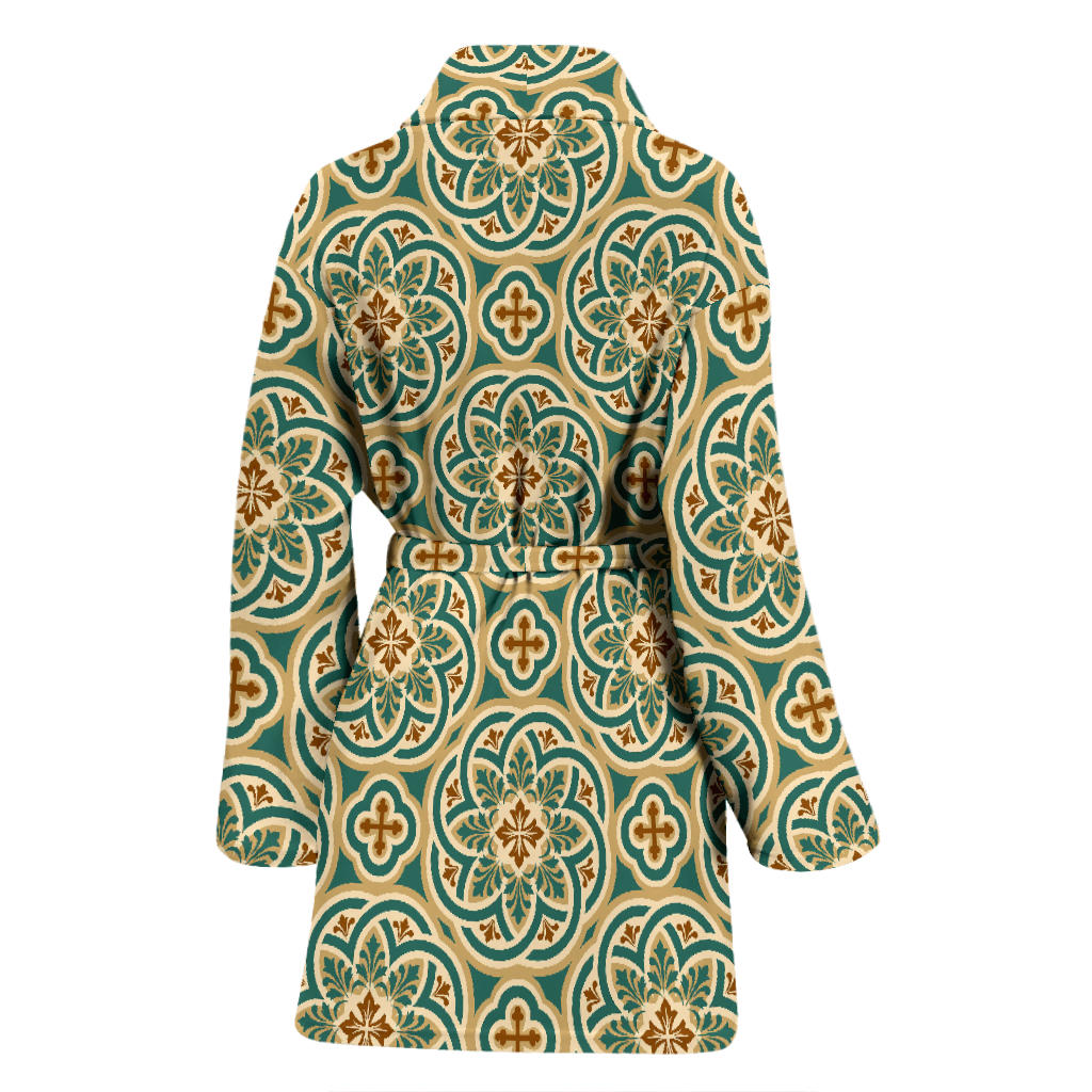 Cross Pattern Print Design 01 Women Bathrobe