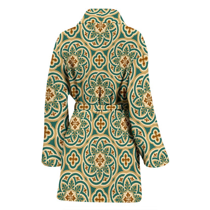 Cross Pattern Print Design 01 Women Bathrobe