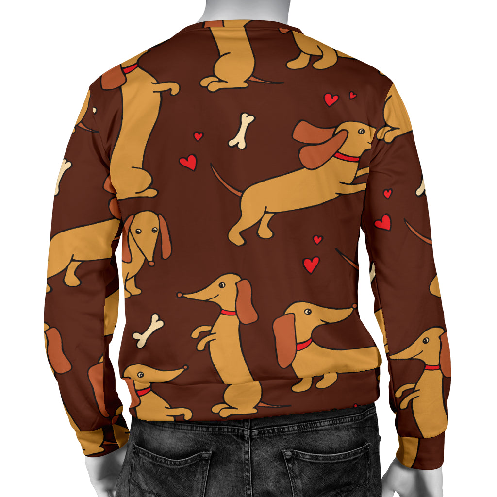 Dachshund Happy Print Pattern Men Long Sleeve Sweatshirt