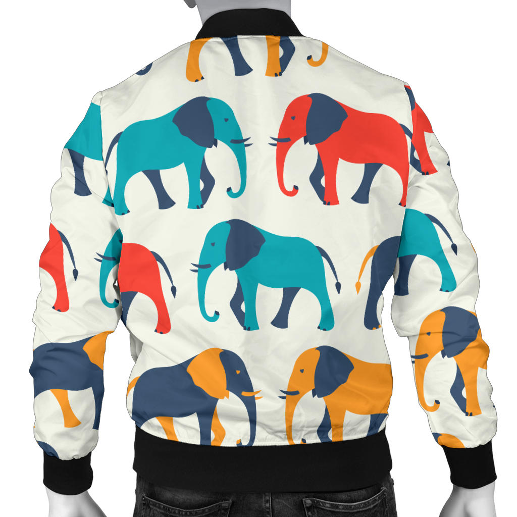 Elephant Colorful Print Pattern Men Bomber Jacket