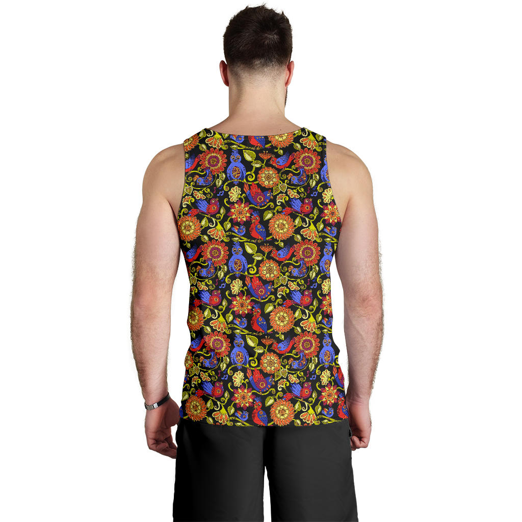 Steampunk Bird Design Themed Print Men Tank Top