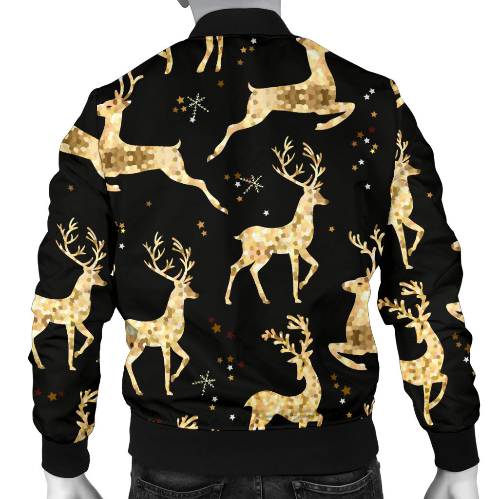 Deer Gold Pattern Men Bomber Jacket