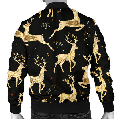 Deer Gold Pattern Men Bomber Jacket
